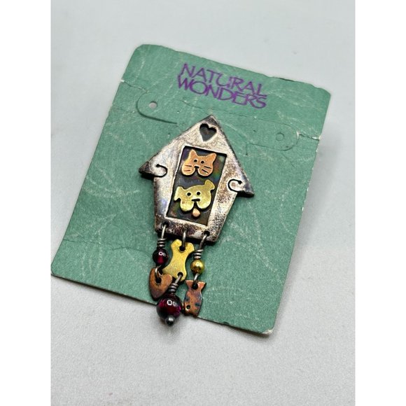 Far Fetched Brand Tack Pin Mixed Metal Sterling Copper Brass Cat Dog Jewelry - Picture 3 of 7